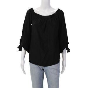 Alice And Trixie Womens Silk Long Sleeve Off The Shoulder Blouse Black Size XS